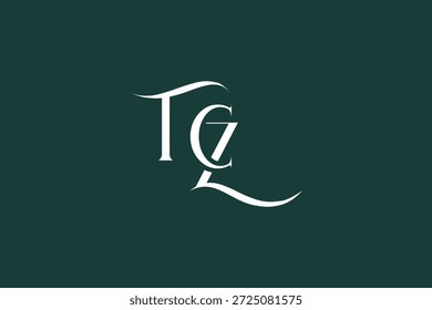 Diseño inicial del logotipo de la carta creativa de TCZ. Diseño elegante del logotipo del monograma con los Elementos decorativos y la tipografía