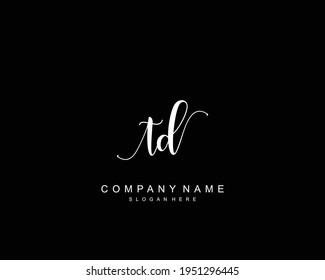 Initial TD beauty monogram and elegant logo design, handwriting logo of initial signature, wedding, fashion, floral and botanical with creative template.