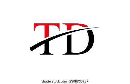 Initial TD letter Logo With Swoosh Design Graphic Vector Template for Business and Company Identity.	