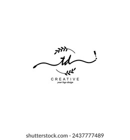 Initial TD logo handwriting botanical branding typography