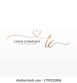 Initial TE Beauty-Monogramm und elegantes Logo-Design, Handschrift Logo der ersten Signatur, Hochzeit, Mode, Blumen und botanisch mit kreativen Vorlage.