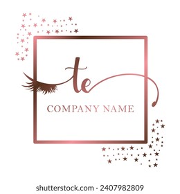 Initial TE calligraphy company eye and eyelash handwriting