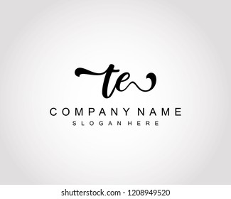 Initial TE handwriting logo vector