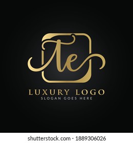 Initial TE letter Logo Design vector Template. Abstract Luxury Letter TE logo Design