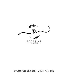 Erste TE-Logo-Handschrift-botanische Branding-Typografie