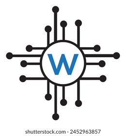 Initial Tec Logo combine with letter W vector template