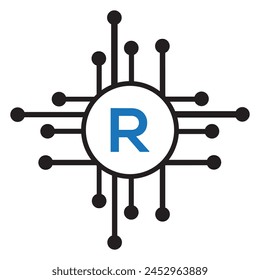 Initial Tec Logo combine with letter R vector template