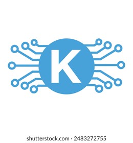 Tecnología inicial Logotipo combinado con letra K Plantilla de Vector