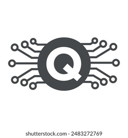 Initial technology Logo combine with letter Q vector template