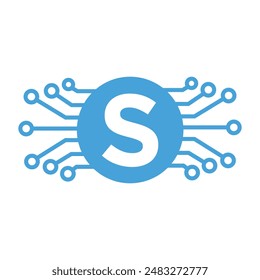 Initial technology Logo combine with letter S vector template