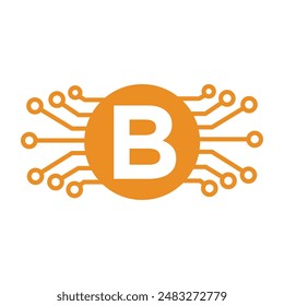 Initial technology Logo combine with letter B vector template