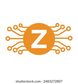 Initial technology Logo combine with letter Z vector template