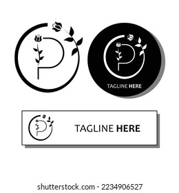Initial template, Letter Feminine Logos with Organic Plant Elements. suitable for company logos, restaurants, online shops, etc