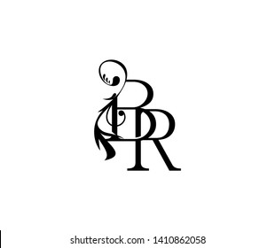 Initial Text BR letter luxury flourishes ornament logo