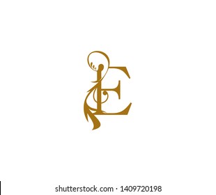 Initial Text E letter luxury flourishes ornament logo