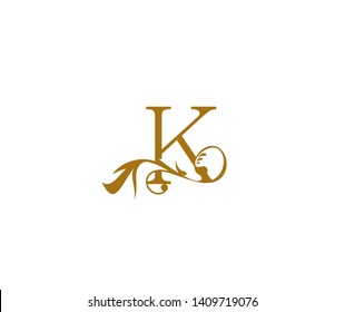 Initial Text K letter luxury flourishes ornament logo