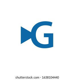 Initial Text Letter G Logo Design,  flat vector illustration, camera symbol,simple but unique, icon,  isolated on white background, blue colored