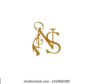 Initial Text NS letter luxury flourishes ornament logo