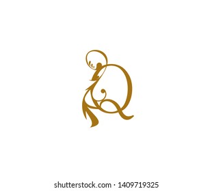 Initial Text Q letter luxury flourishes ornament logo