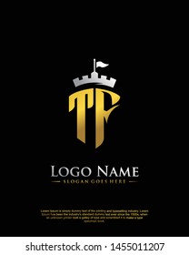 initial TF letter with shield style logo template vector
