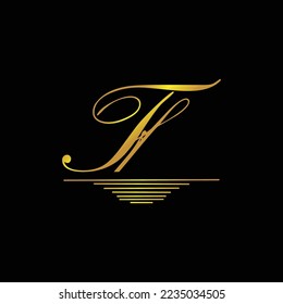 Initial TF logo signature elegant gold element