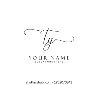 Initial TG beauty monogram and elegant logo design, handwriting logo of initial signature, wedding, fashion, floral and botanical with creative template.