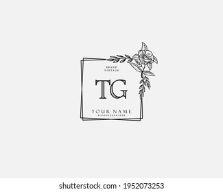 Monograma inicial de belleza TG y diseño elegante de logotipo, logotipo de escritura a mano de firma inicial, boda, moda, floral y botánica con plantilla creativa.