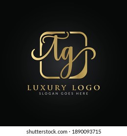 Plantilla vectorial de diseño de logotipo de letra TG inicial. Resumen Diseño de la carta de lujo TG