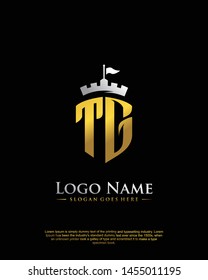 initial TG letter with shield style logo template vector