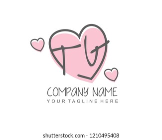 Initial TG with love logo template vector