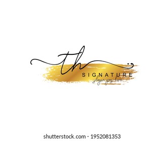 Initial TH beauty monogram and elegant logo design, handwriting logo of initial signature, wedding, fashion, floral and botanical with creative template.