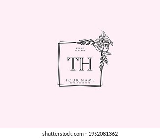Initial TH Beauty-Monogramm und elegantes Logo-Design, Handschrift Logo der ersten Signatur, Hochzeit, Mode, Blumen und botanisch mit kreativen Vorlage.