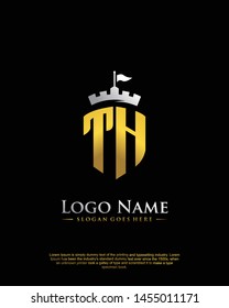 initial TH letter with shield style logo template vector