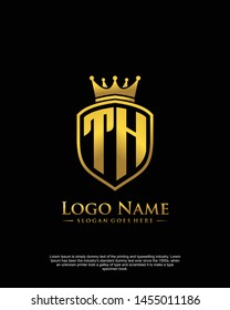 initial TH letter with shield style logo template vector