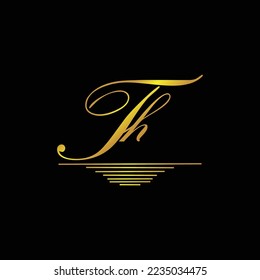 Ursprüngliches TH Logo Unterschrift elegantes goldenes Element