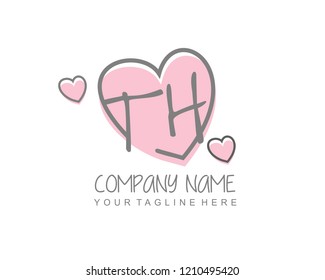 Initial TH with love logo template vector