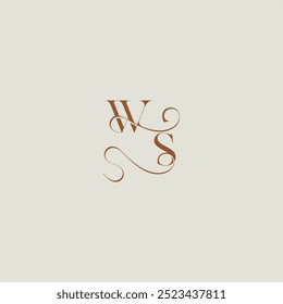 initial with thin line WS monogram wedding style logo concept letter contemporary modern curvy