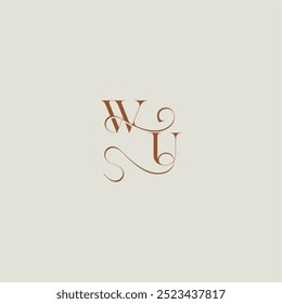 initial with thin line WU monogram wedding style logo concept letter contemporary modern curvy