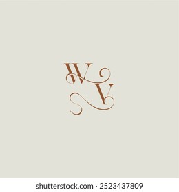 initial with thin line WV monogram wedding style logo concept letter contemporary modern curvy