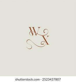 initial with thin line WX monogram wedding style logo concept letter contemporary modern curvy