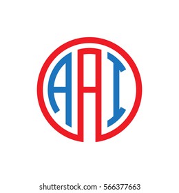 initial three letter logo circle red blue