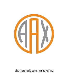 initial three letter logo circle grey orange