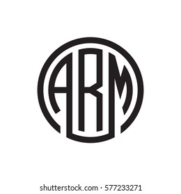 initial three letter logo circle black
