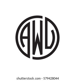 initial three letter logo circle black