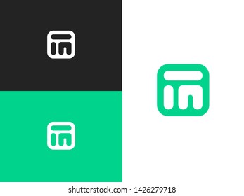 Initial three letter logo design of letters I, U and M in square rounded shape. Concept logo label or badge. Icon design template element. Abstract shapes sign. Simple vector element illustration.