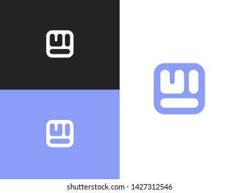 Initial three letter logo design of letters U, I and W in square rounded shape. Concept logo label or badge. Icon design template element. Abstract shapes sign. Simple vector element illustration.