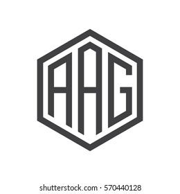 initial three letter logo hexagon black
