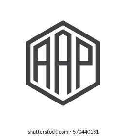 initial three letter logo hexagon black