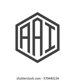 initial three letter logo hexagon black