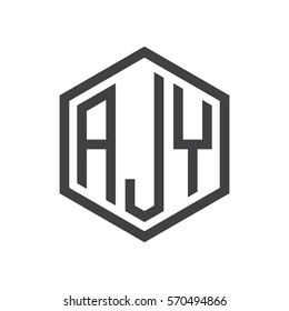 initial three letter logo hexagon black